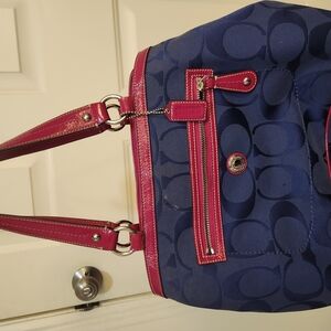 Coach Pink Navy Blue Bag